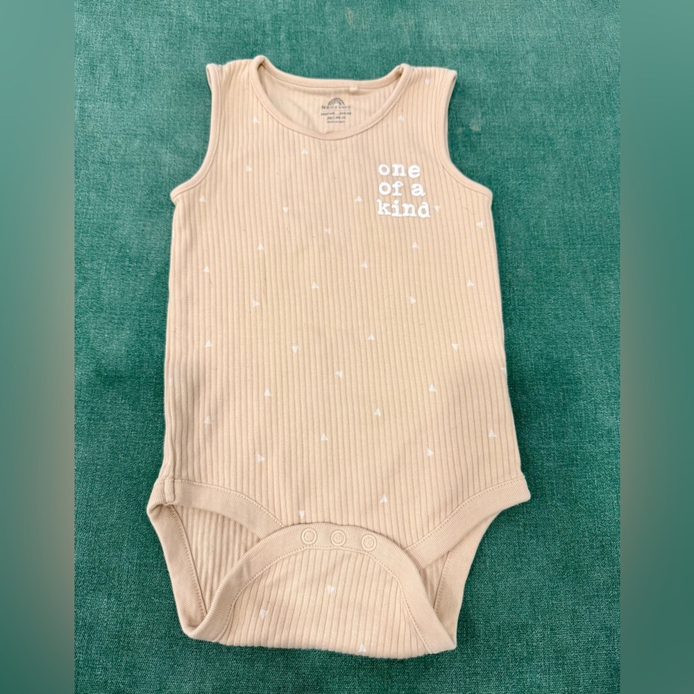 Next Tan Kids Bodysuit with White Print - like NEW